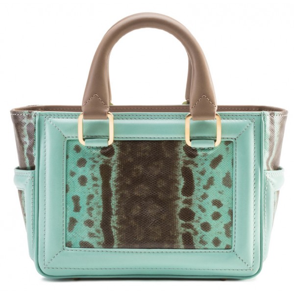 Aleksandra Badura - Ladylike Mini Bag - Calfskin & Karung Top-Handle Tote Bag - Mint - Luxury High Quality Leather Bag