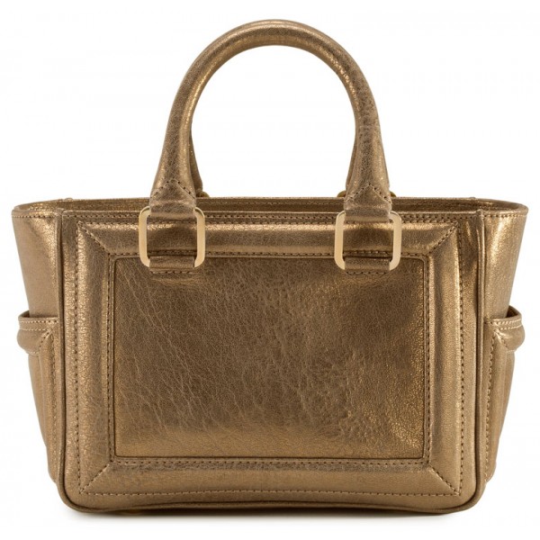Aleksandra Badura - Ladylike Mini Bag - Buffaloskin Top-Handle Tote Bag - Gold - Luxury High Quality Leather Bag