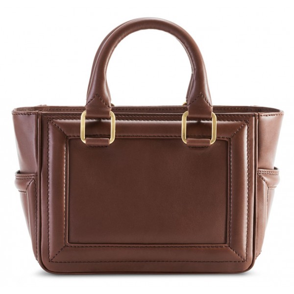 Aleksandra Badura - Ladylike Mini Bag - Calfskin Top-Handle Tote Bag - Tobacco - Luxury High Quality Leather Bag