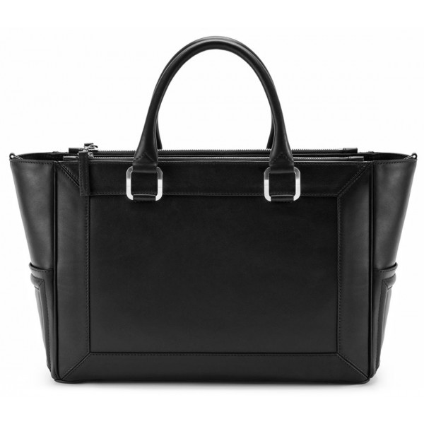 Aleksandra Badura - Ladylike Medium Bag - Calfskin Top-Handle Tote Bag - Onyx - Luxury High Quality Leather Bag