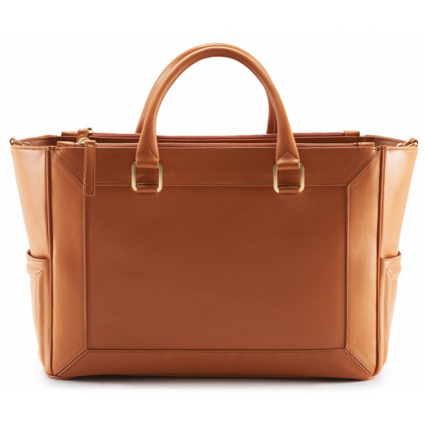 Aleksandra Badura - Ladylike Medium Bag - Calfskin Top-Handle Tote Bag - Orange - Luxury High Quality Leather Bag