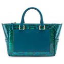 Aleksandra Badura - Ladylike Medium Bag - Calfskin & Python Top-Handle Tote Bag - Deep Teal - Luxury High Quality Leather Bag