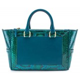 Aleksandra Badura - Ladylike Medium Bag - Borsa in Vitello e Pitone - Deep Teal - Borsa in Pelle di Alta Qualità Luxury