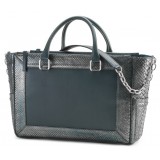 Aleksandra Badura - Ladylike Medium Bag - Calfskin & Python Top-Handle Tote Bag - Dark Teal - Luxury High Quality Leather Bag