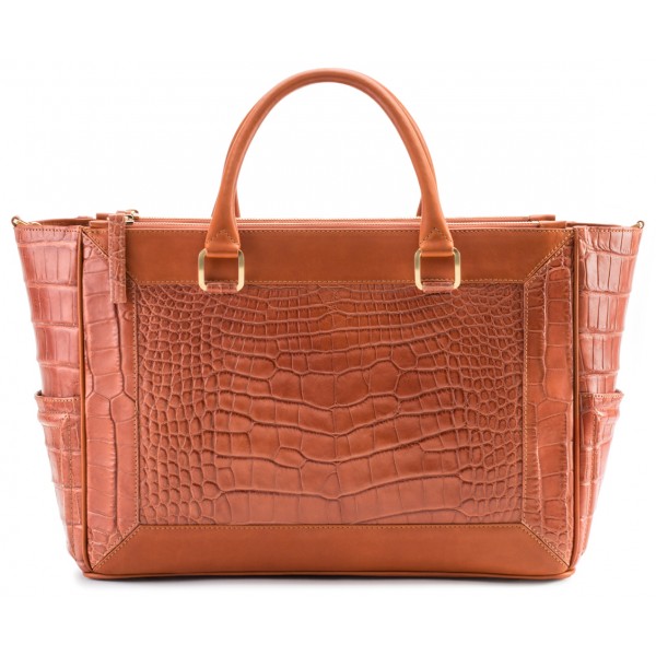 Aleksandra Badura - Ladylike Medium Bag - Borsa in Alligatore e Vitello - Tangerine - Borsa in Pelle di Alta Qualità Luxury
