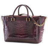 Aleksandra Badura - Ladylike Medium Bag - Alligator & Calfskin Top-Handle Tote Bag - Deep Teal - Luxury High Quality Leather Bag