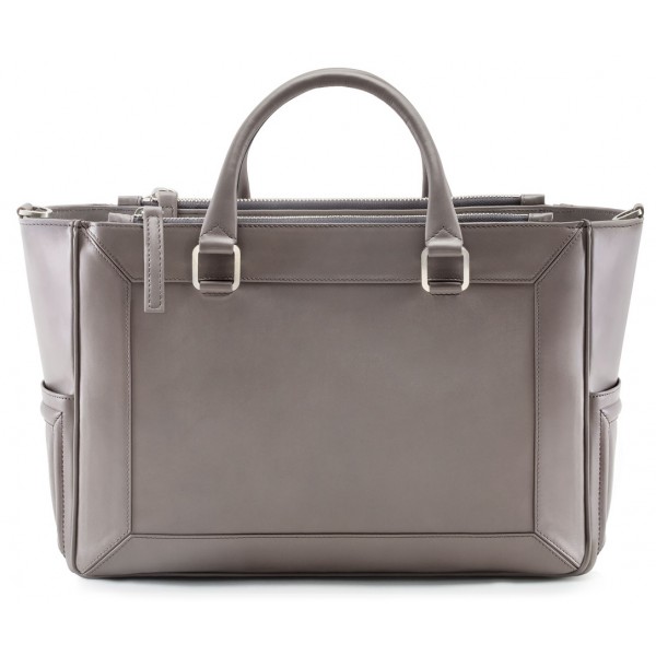 Aleksandra Badura - Ladylike Medium Bag - Calfskin Top-Handle Tote Bag - Ash - Luxury High Quality Leather Bag