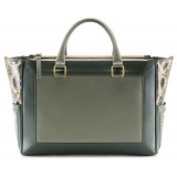 Aleksandra Badura - Ladylike Medium Bag - Calfskin & Python Top-Handle Tote Bag - Palm Green - Luxury High Quality Leather Bag