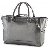 Aleksandra Badura - Ladylike Medium Bag - Calfskin Top-Handle Tote Bag - Graphite - Luxury High Quality Leather Bag