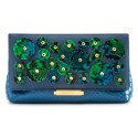 Aleksandra Badura - Luisa Clutch - Calfskin & Python Envelope Clutch - Ocean Blue - Luxury High Quality Leather Bag