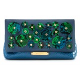 Aleksandra Badura - Luisa Clutch - Calfskin & Python Envelope Clutch - Ocean Blue - Luxury High Quality Leather Bag