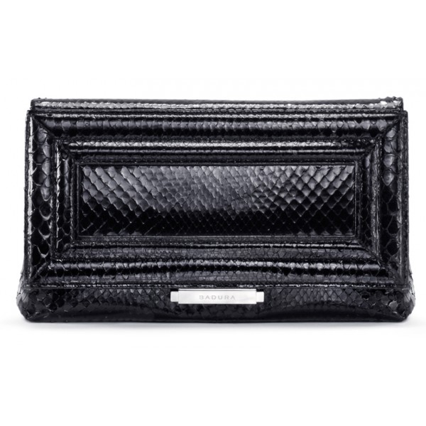 Aleksandra Badura - Luisa Clutch - Python Envelope Clutch - Onyx - Luxury High Quality Leather Bag
