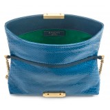 Aleksandra Badura - Luisa Clutch - Calfskin & Python Envelope Clutch - Ocean Blue - Luxury High Quality Leather Bag