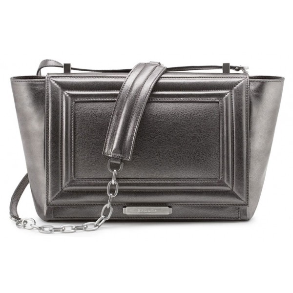 Aleksandra Badura - Luisa Bag - Goatskin Shoulder Bag - Graphite - Luxury High Quality Leather Bag