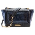 Aleksandra Badura - Luisa Bag - Calfskin & Python Shoulder Bag - Black & Midnight Blue - Luxury High Quality Leather Bag
