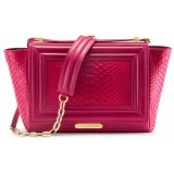 Aleksandra Badura - Luisa Bag - Calfskin & Python Shoulder Bag - Fuxia - Luxury High Quality Leather Bag