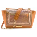 Aleksandra Badura - Luisa Bag - Calfskin & Python Shoulder Bag - Pumpkin - Luxury High Quality Leather Bag