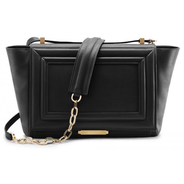 Aleksandra Badura - Luisa Bag - Goatskin Shoulder Bag - Onyx - Luxury High Quality Leather Bag