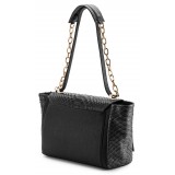 Aleksandra Badura - Luisa Bag - Calfskin & Python Shoulder Bag - Onyx - Luxury High Quality Leather Bag