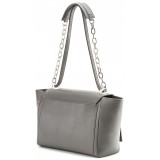 Aleksandra Badura - Luisa Bag - Calfskin & Lizard Shoulder Bag - Graphite - Luxury High Quality Leather Bag