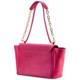 Aleksandra Badura - Luisa Bag - Calfskin & Python Shoulder Bag - Fuxia - Luxury High Quality Leather Bag