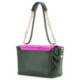 Aleksandra Badura - Luisa Bag - Calfskin & Python Shoulder Bag - Orchid & Pine Green - Luxury High Quality Leather Bag