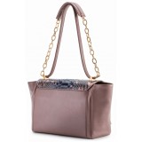 Aleksandra Badura - Luisa Bag - Calfskin & Python Shoulder Bag - Cocoa - Luxury High Quality Leather Bag