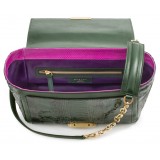 Aleksandra Badura - Luisa Bag - Calfskin & Python Shoulder Bag - Orchid & Pine Green - Luxury High Quality Leather Bag