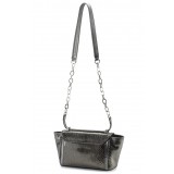 Aleksandra Badura - Luisa Mini Bag - Goatskin & Python Shoulder Bag - Graphite - Luxury High Quality Leather Bag