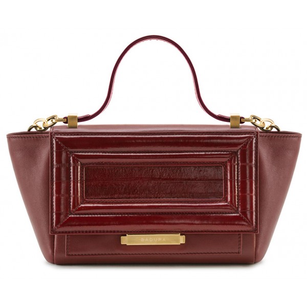 Aleksandra Badura - Luisa Mini Bag - Calfskin & Eel Shoulder Bag - Marsala - Luxury High Quality Leather Bag