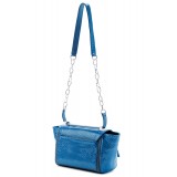 Aleksandra Badura - Luisa Mini Bag - Calfskin & Python Shoulder Bag - Ocean Blue - Luxury High Quality Leather Bag