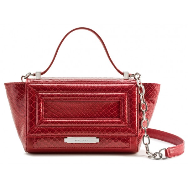 Aleksandra Badura - Luisa Mini Bag - Goatskin & Python Shoulder Bag - Red - Luxury High Quality Leather Bag