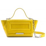 Aleksandra Badura - Luisa Mini Bag - Calfskin & Python Shoulder Bag - Lemon - Luxury High Quality Leather Bag