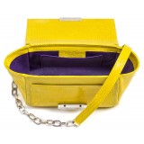 Aleksandra Badura - Luisa Mini Bag - Calfskin & Python Shoulder Bag - Lemon - Luxury High Quality Leather Bag