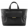 Aleksandra Badura - Cherie Bag - Ostrich & Calfskin Tote Bag - Carbon Black - Luxury High Quality Leather Bag