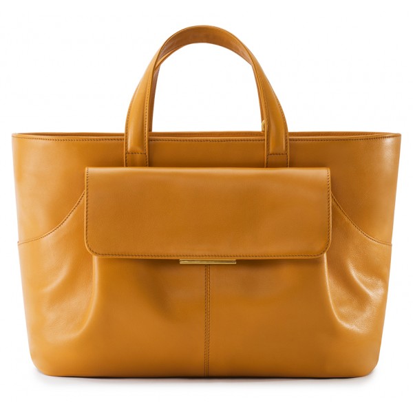 Aleksandra Badura - Cherie Bag - Calfskin Tote Bag - Pumpkin - Luxury High Quality Leather Bag