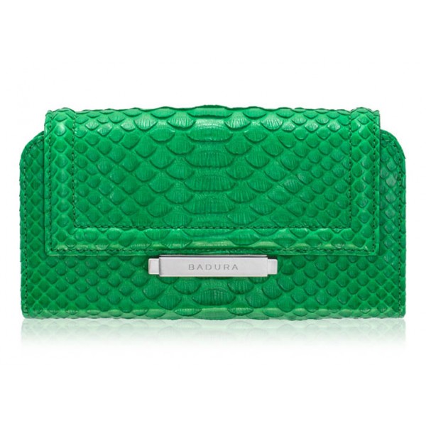 Aleksandra Badura - Small Leather Goods - Portafoglio Continental in Pitone - Verde - Pelle di Alta Qualità Luxury