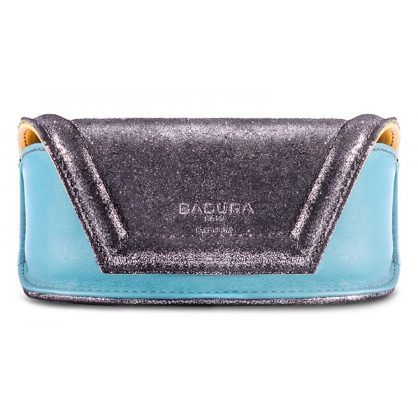 Aleksandra Badura - Small Leather Goods - Porta Occhiali in Vitello - Blu e Argento - Pelle di Alta Qualità Luxury