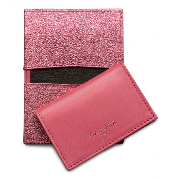 Aleksandra Badura - Small Leather Goods - Business Card Holder in Calfskin - Pink - Luxury High Quality