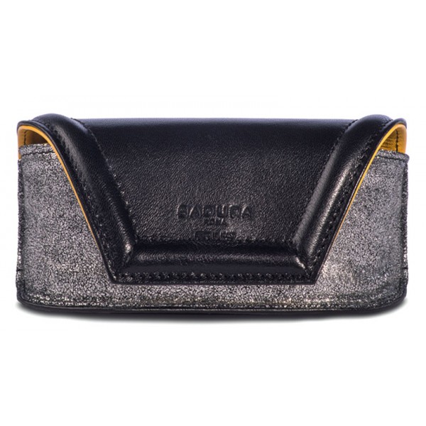 Aleksandra Badura - Small Leather Goods - Porta Occhiali in Vitello - Argento Nero - Pelle di Alta Qualità Luxury