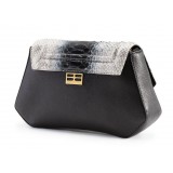 Aleksandra Badura - Etoile Bag - Borsa a Tracolla in Pitone - Bianco e Nero - Borsa in Pelle di Alta Qualità Luxury