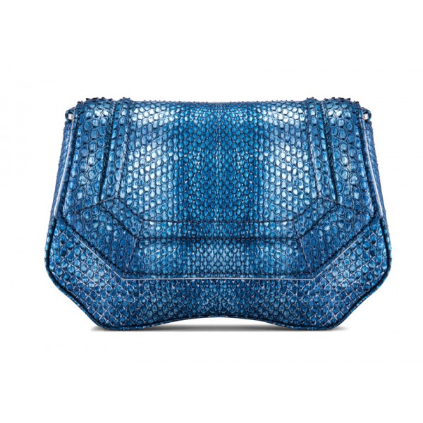 Aleksandra Badura - Etoile Mini Bag - Borsa a Tracolla in Pitone - Blu Cosmo - Borsa in Pelle di Alta Qualità Luxury