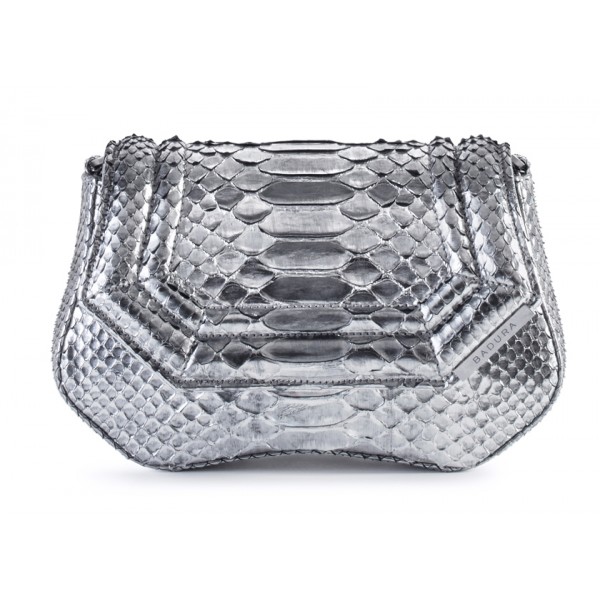 Aleksandra Badura - Etoile Mini Bag - Python Shoulder Bag - Silver - Luxury High Quality Leather Bag