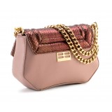 Aleksandra Badura - Etoile Mini Bag - Python & Calfskin Shoulder Bag - Blush & Marsala - Luxury High Quality Leather Bag