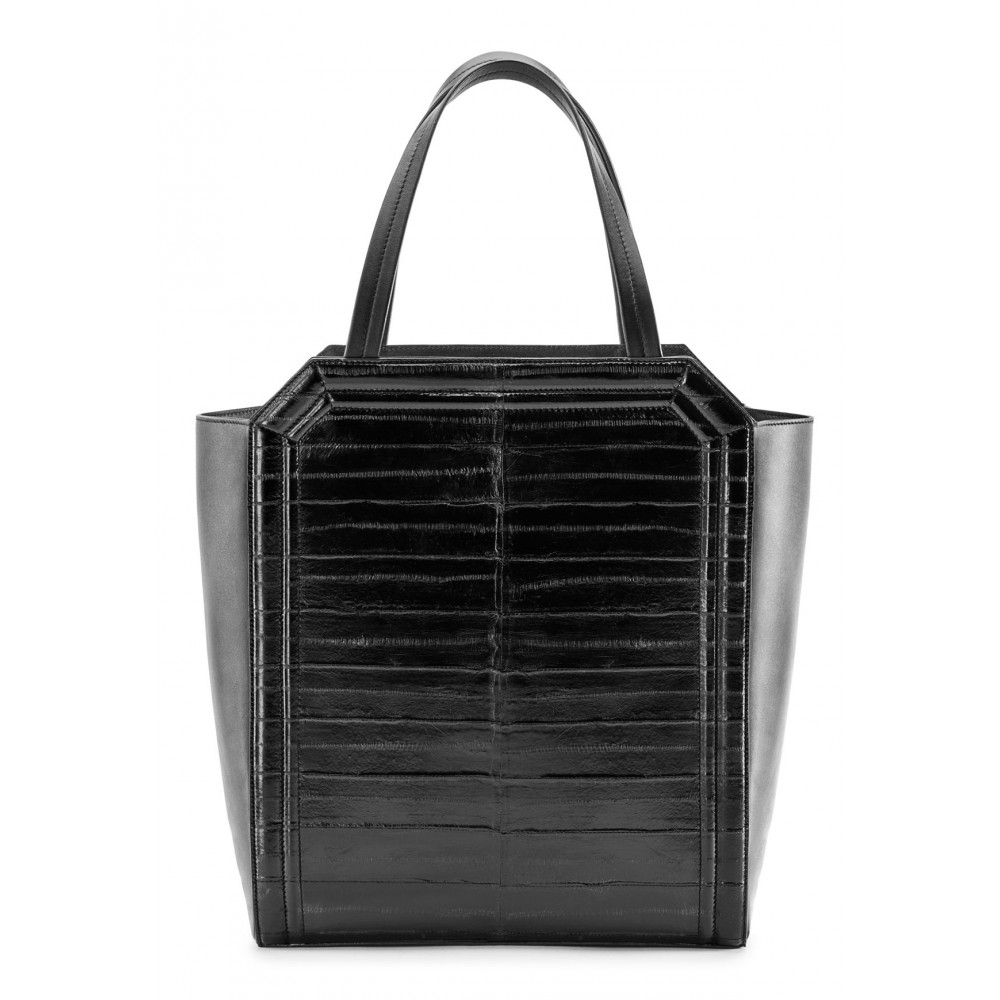 Aleksandra Badura - Clio Bag - Calfskin & Eel Bag - Carbon Black ...