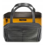 Aleksandra Badura - Clio Bag - Calfskin & Eel Bag - Carbon Black - Luxury High Quality Leather Bag