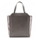 Aleksandra Badura - Clio Bag - Calfskin & Snake Bag - Ash & Roccia - Luxury High Quality Leather Bag