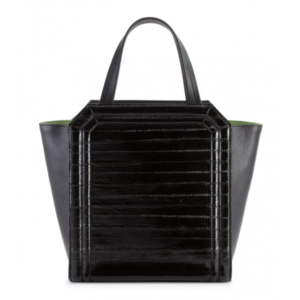 Aleksandra Badura - Clio Mini Bag - Calfskin & Eel Shopper Bag - Onyx - Luxury High Quality Leather Bag