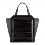 Aleksandra Badura - Clio Mini Bag - Calfskin & Eel Shopper Bag - Onyx - Luxury High Quality Leather Bag