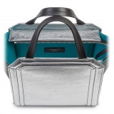 Aleksandra Badura - Clio Mini Bag - Borsa Shopper in Vitello - Onice e Argento - Borsa in Pelle di Alta Qualità Luxury